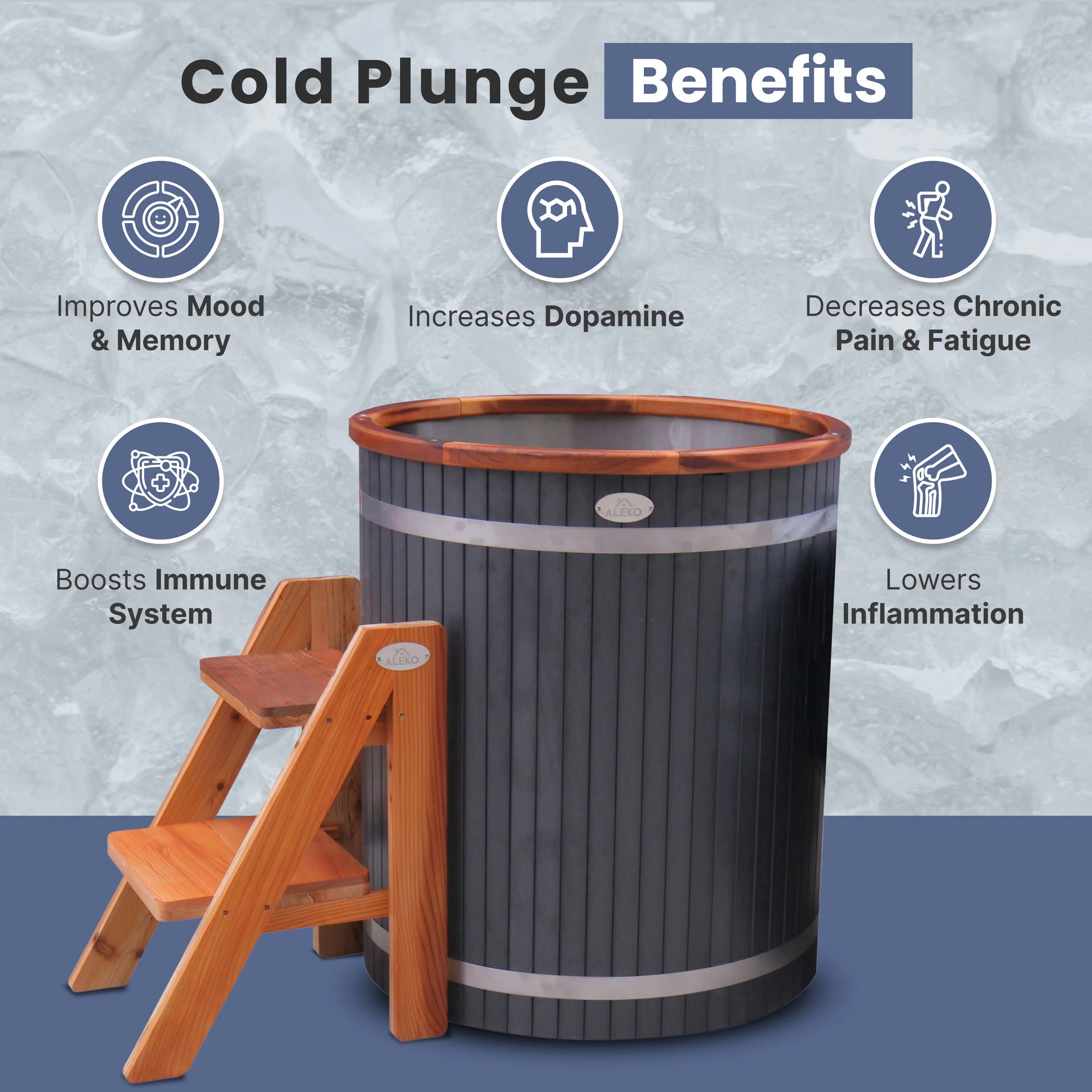 Aleko Cold Therapy 1 Person Ice Bath 118 Gallon Cold Plunge 37.5" X 33.25"