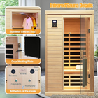 Salus Heat Low EMF Indoor Sauna, Infrared Sauna for Home, 2 Person Infrared Sauna, Canadian Hemlock, 9 Low EMF Heaters, 2 Chromotherapy Lights, 2 Bluetooth Speakers, 1 LED Reading Lamp, 1750W