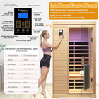 Salus Heat Low EMF Indoor Sauna, Infrared Sauna for Home, 2 Person Infrared Sauna, Canadian Hemlock, 9 Low EMF Heaters, 2 Chromotherapy Lights, 2 Bluetooth Speakers, 1 LED Reading Lamp, 1750W