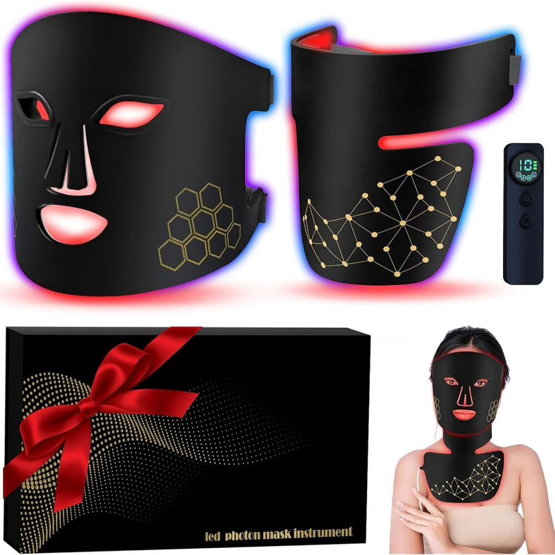 LuxRenew Red Light Therapy Mask Set, Led Mask Light Therapy for Face & Neck Near-Infrared