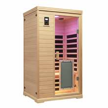 Salus Heat Low EMF Indoor Sauna, Infrared Sauna for Home, 2 Person Infrared Sauna, Canadian Hemlock, 9 Low EMF Heaters, 2 Chromotherapy Lights, 2 Bluetooth Speakers, 1 LED Reading Lamp, 1750W