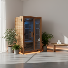 Backyard Discovery Rylan 2-Person Cedar Wood Indoor Infrared Sauna with Red Light Therapy and Chromotherapy